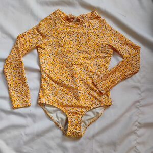Girls Art Class Long Sleeve Size 8 Plus Swimsuit Floral One Piece NWOT Yellow